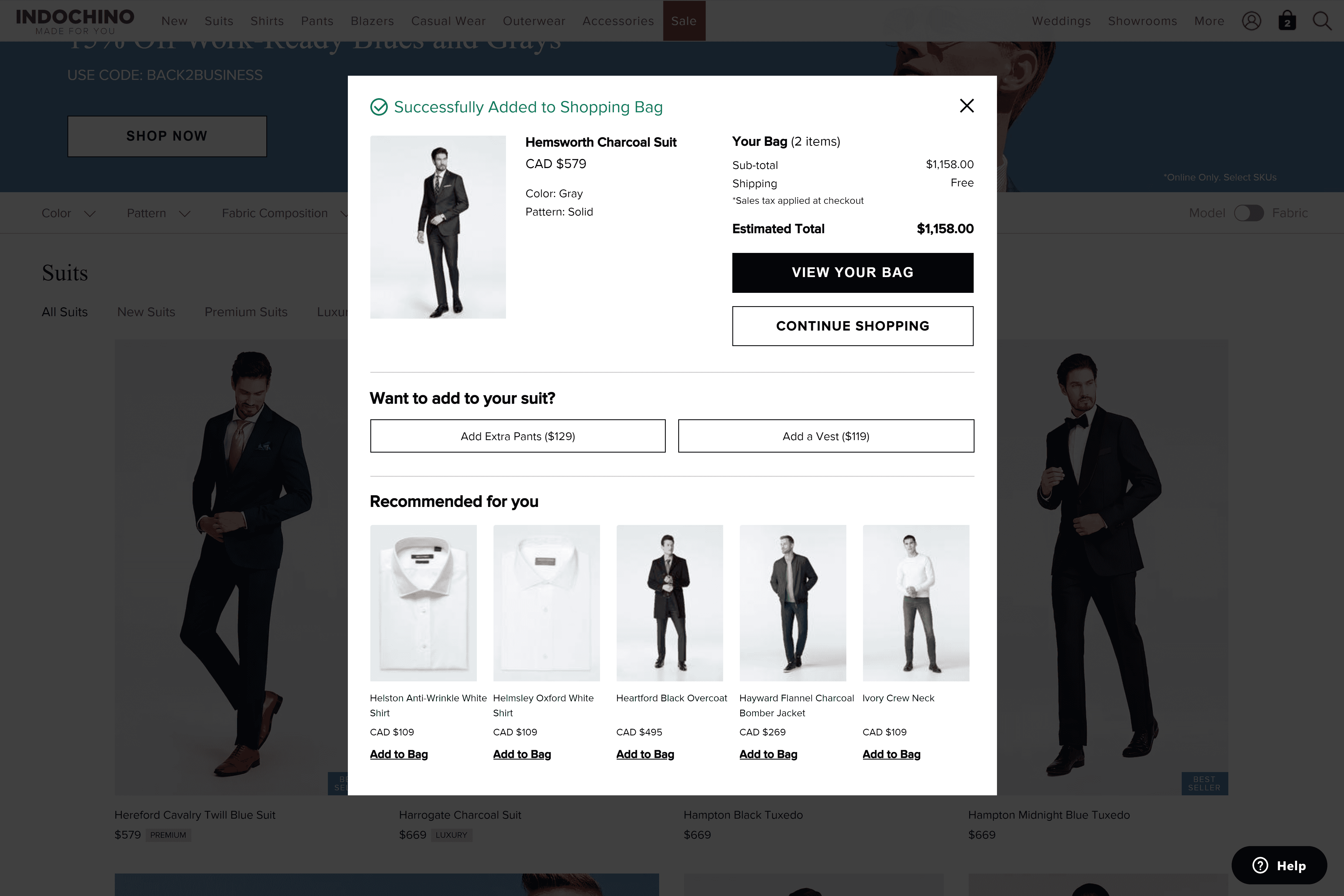 Indochino Ecommerce Website